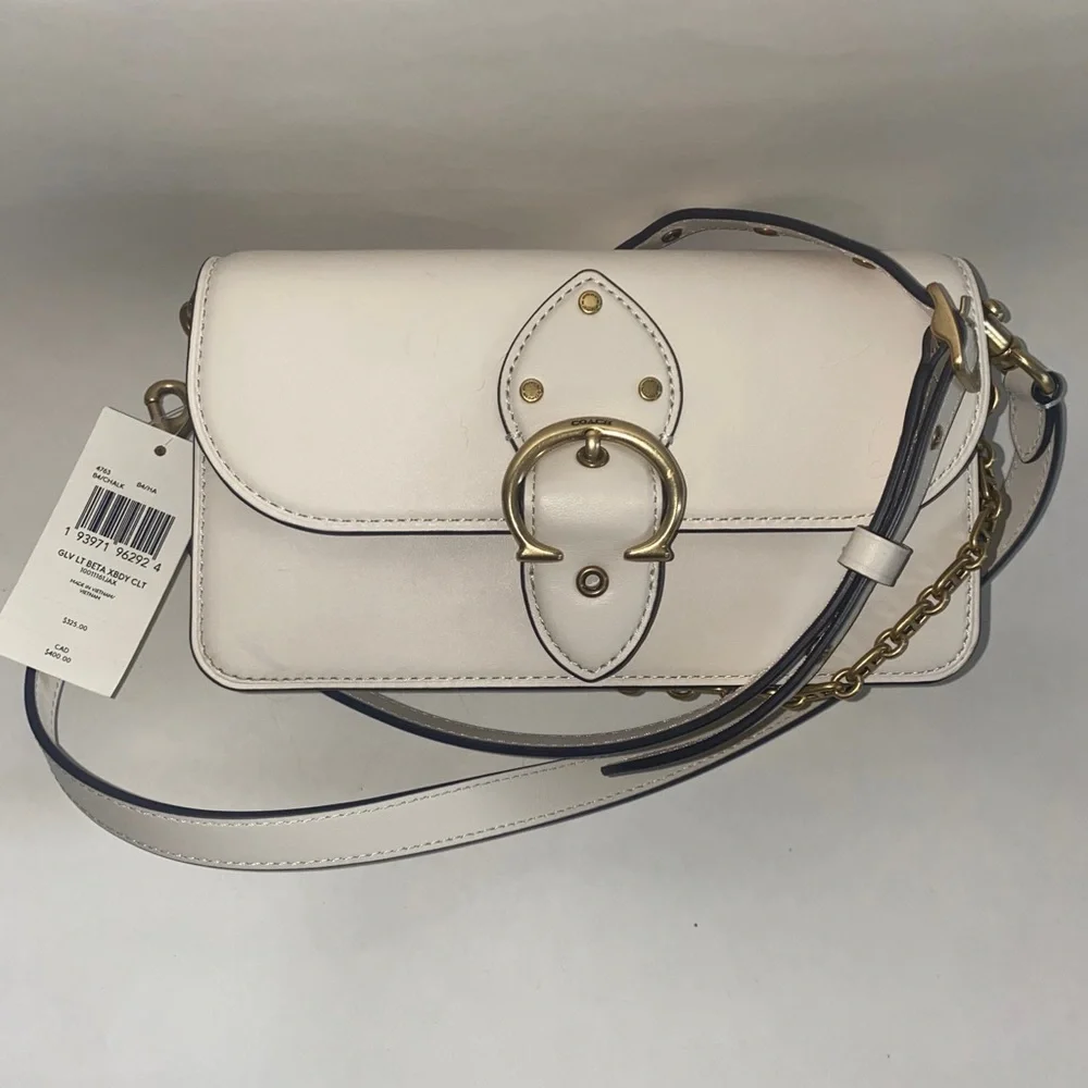 COACH Beat Crossbody Leather Chain Clutch Chalk NWT $325 - Picture 8 of 11